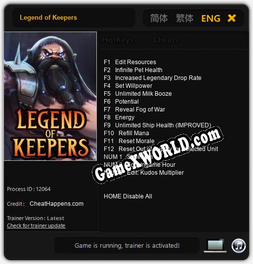 Legend of Keepers: ТРЕЙНЕР И ЧИТЫ (V1.0.93)