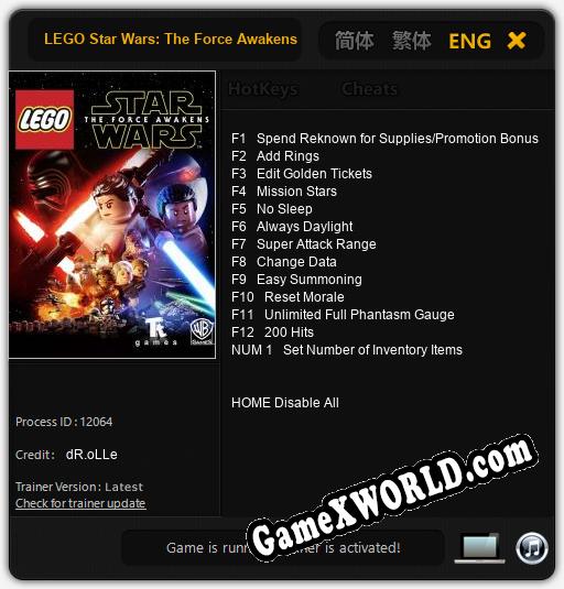 LEGO Star Wars: The Force Awakens: ТРЕЙНЕР И ЧИТЫ (V1.0.73)