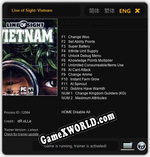 Line of Sight: Vietnam: ТРЕЙНЕР И ЧИТЫ (V1.0.46)
