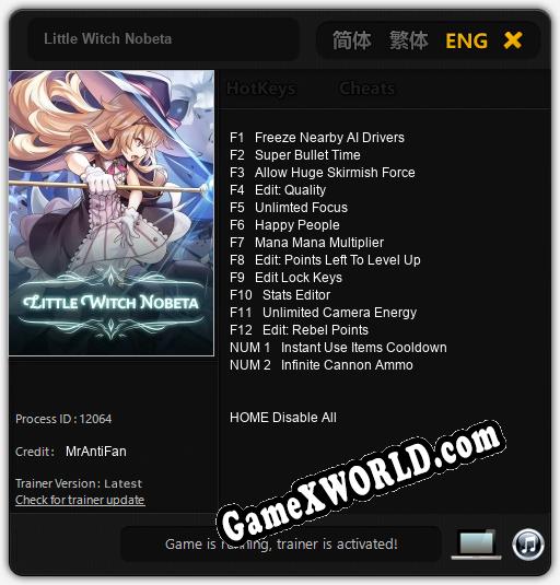 Little Witch Nobeta: Трейнер +10 [v1.4]