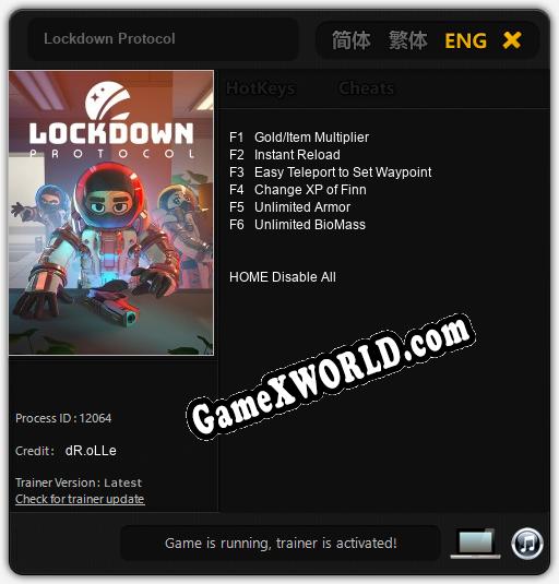 Lockdown Protocol: Трейнер +6 [v1.1]