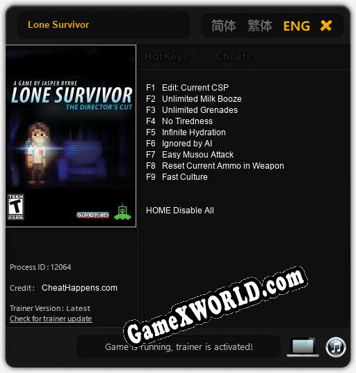 Трейнер для Lone Survivor [v1.0.9]