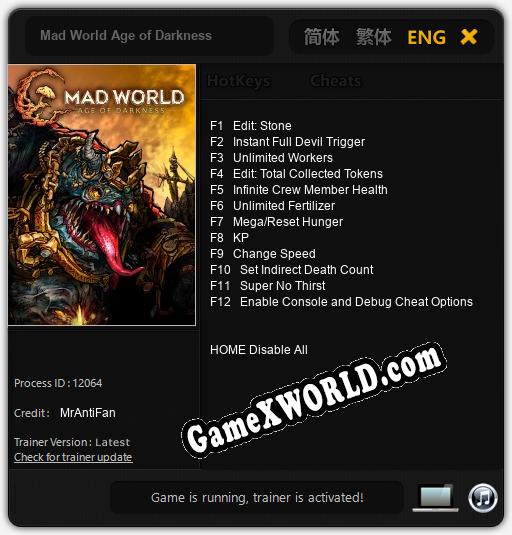 Mad World Age of Darkness: Трейнер +8 [v1.4]
