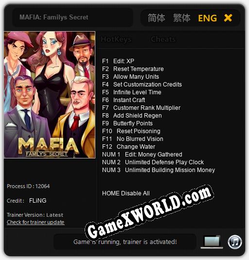 MAFIA: Familys Secret: Трейнер +15 [v1.8]