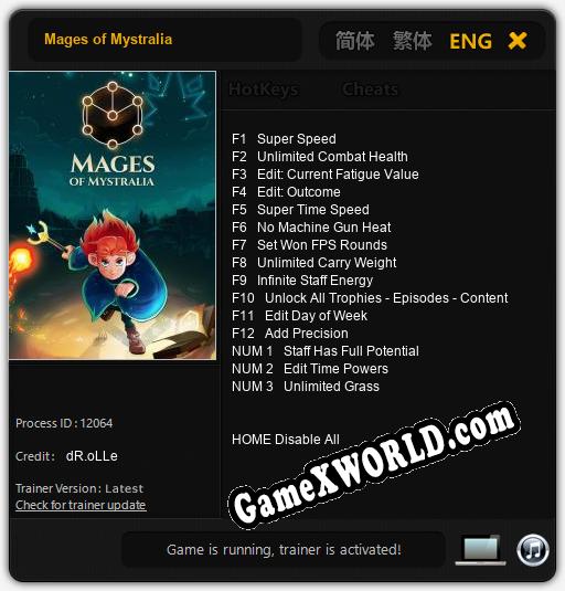 Mages of Mystralia: ТРЕЙНЕР И ЧИТЫ (V1.0.59)