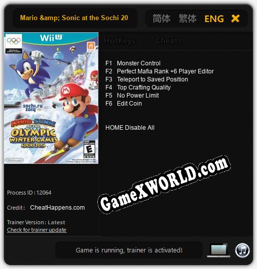 Mario & Sonic at the Sochi 2014 Olympic Winter Games: ТРЕЙНЕР И ЧИТЫ (V1.0.64)
