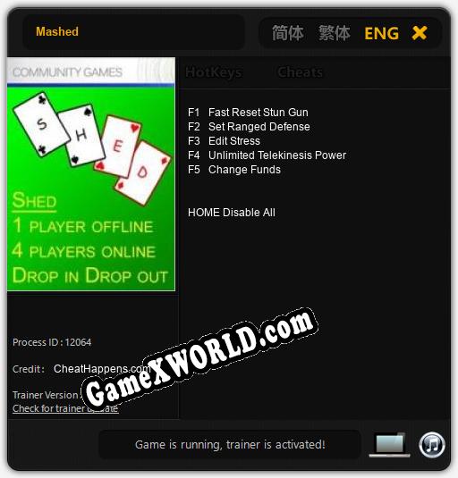 Трейнер для Mashed [v1.0.9]