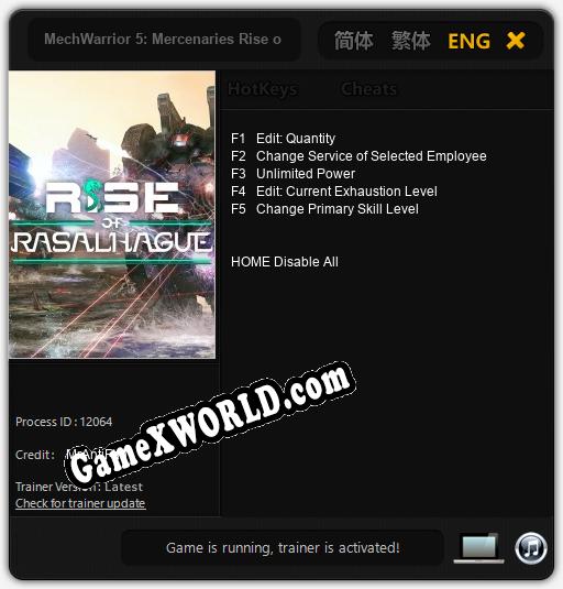 MechWarrior 5: Mercenaries Rise of Rasalhague: Трейнер +5 [v1.1]
