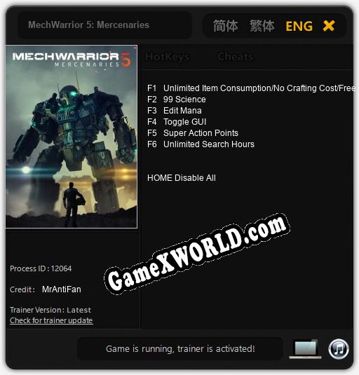 MechWarrior 5: Mercenaries: Трейнер +6 [v1.8]