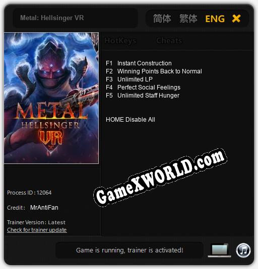 Metal: Hellsinger VR: ТРЕЙНЕР И ЧИТЫ (V1.0.74)