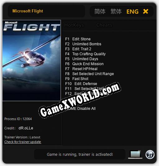 Microsoft Flight: Трейнер +12 [v1.2]
