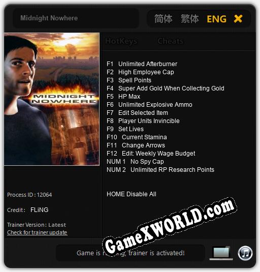 Трейнер для Midnight Nowhere [v1.0.6]