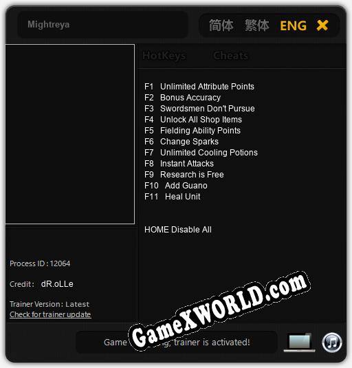 Трейнер для Mightreya [v1.0.9]