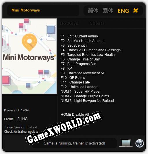 Трейнер для Mini Motorways [v1.0.9]