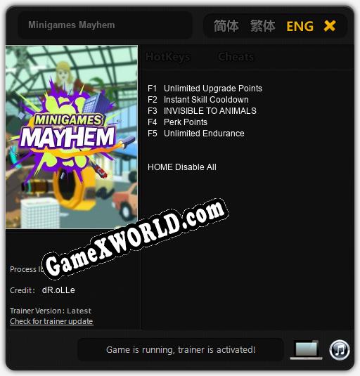 Трейнер для Minigames Mayhem [v1.0.7]