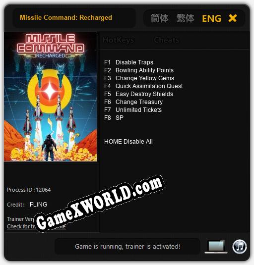 Трейнер для Missile Command: Recharged [v1.0.6]