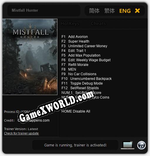 Трейнер для Mistfall Hunter [v1.0.8]