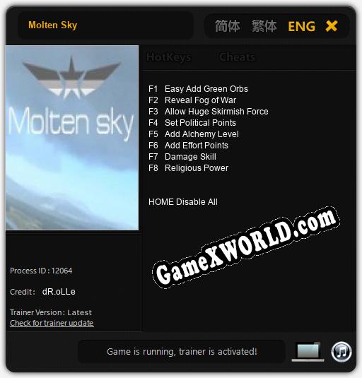 Трейнер для Molten Sky [v1.0.3]