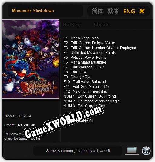 Трейнер для Mononoke Slashdown [v1.0.4]