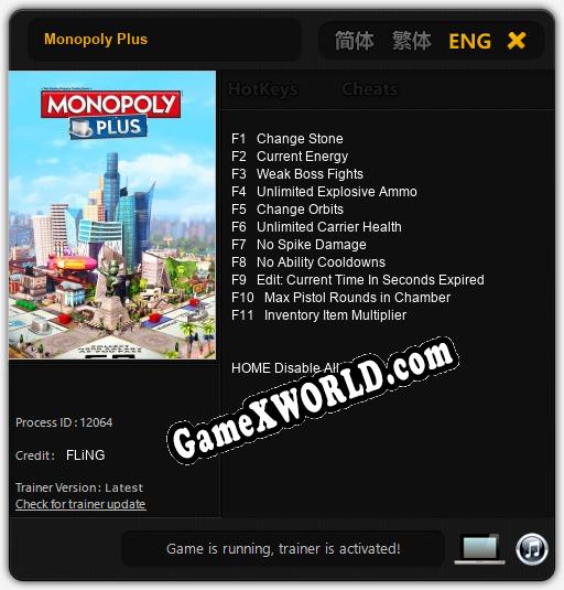 Трейнер для Monopoly Plus [v1.0.3]