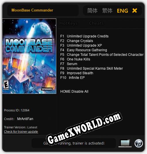 Трейнер для MoonBase Commander [v1.0.2]