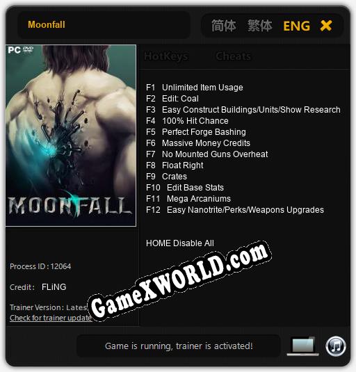 Трейнер для Moonfall [v1.0.8]