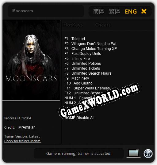 Moonscars: ТРЕЙНЕР И ЧИТЫ (V1.0.45)