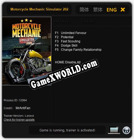 Motorcycle Mechanic Simulator 2021: Трейнер +5 [v1.3]