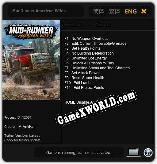 MudRunner American Wilds: ТРЕЙНЕР И ЧИТЫ (V1.0.42)