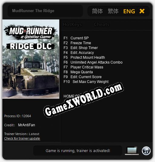 MudRunner The Ridge: Трейнер +10 [v1.6]