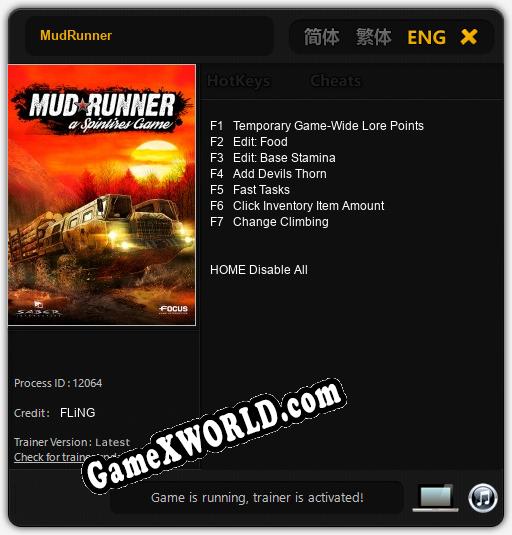 MudRunner: Трейнер +7 [v1.5]