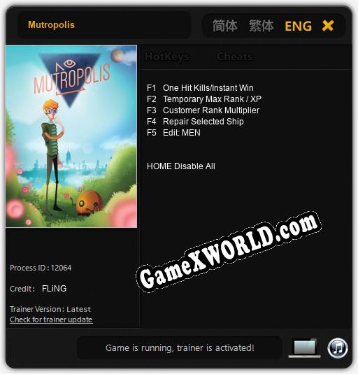 Mutropolis: Трейнер +7 [v1.7]