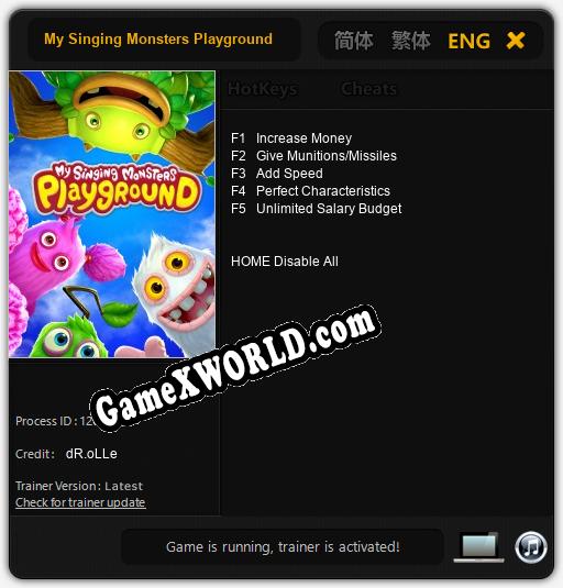 Трейнер для My Singing Monsters Playground [v1.0.1]