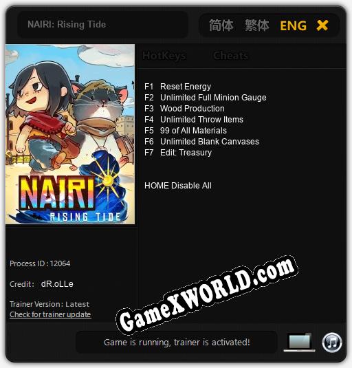 NAIRI: Rising Tide: Трейнер +7 [v1.4]