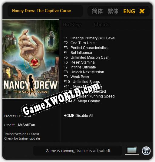 Nancy Drew: The Captive Curse: Трейнер +14 [v1.1]