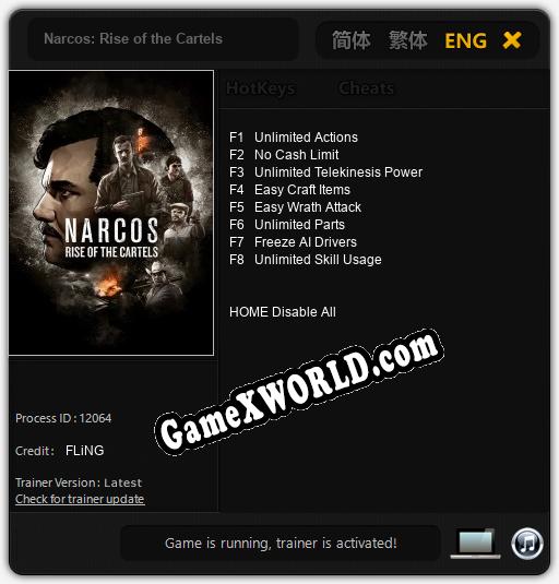 Трейнер для Narcos: Rise of the Cartels [v1.0.5]