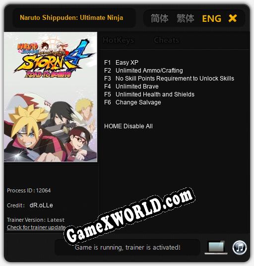 Naruto Shippuden: Ultimate Ninja Storm 4 Road to Boruto: ТРЕЙНЕР И ЧИТЫ (V1.0.14)