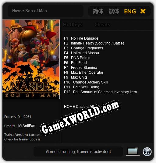 Трейнер для Naser: Son of Man [v1.0.8]