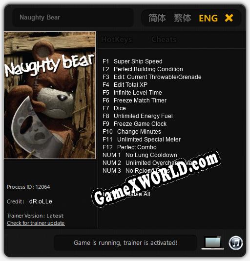 Naughty Bear: Читы, Трейнер +15 [dR.oLLe]