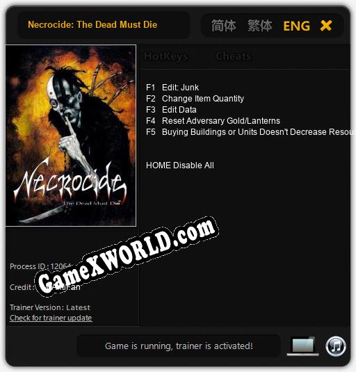 Necrocide: The Dead Must Die: ТРЕЙНЕР И ЧИТЫ (V1.0.50)