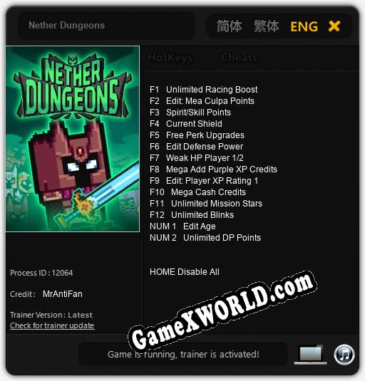 Nether Dungeons: ТРЕЙНЕР И ЧИТЫ (V1.0.95)