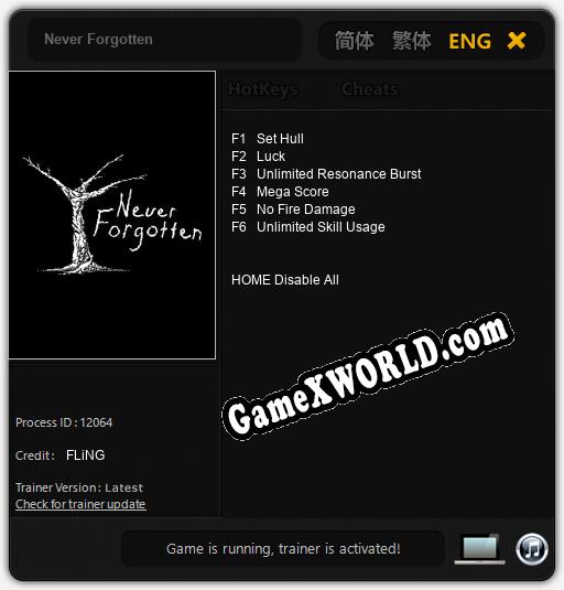 Never Forgotten: Трейнер +6 [v1.5]