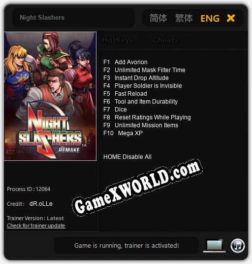 Трейнер для Night Slashers [v1.0.3]
