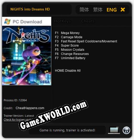 NiGHTS into Dreams HD: Трейнер +7 [v1.8]