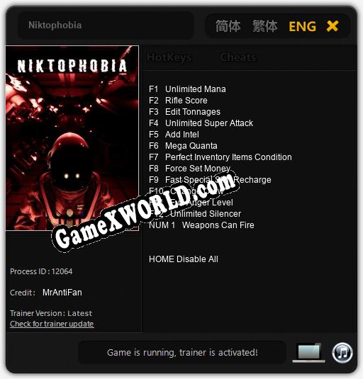Niktophobia: Трейнер +9 [v1.7]