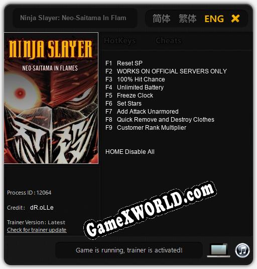 Ninja Slayer: Neo-Saitama In Flames: Читы, Трейнер +9 [dR.oLLe]