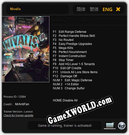 Nivalis: ТРЕЙНЕР И ЧИТЫ (V1.0.97)