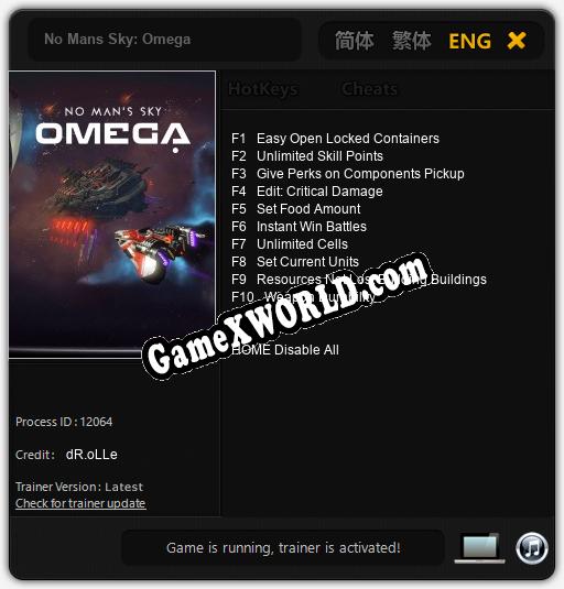 Трейнер для No Mans Sky: Omega [v1.0.9]