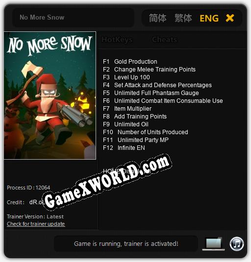No More Snow: Трейнер +12 [v1.9]