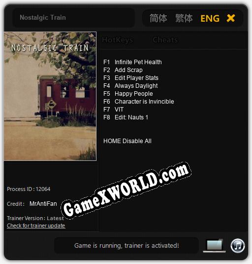 Nostalgic Train: Трейнер +8 [v1.8]